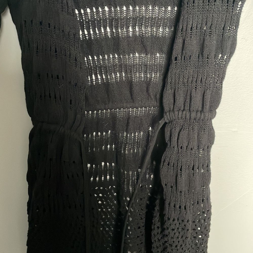 Daisy Fuentes M Open Front Waist Drawstring Cardigan Sweater cottage Scandi - Picture 3 of 7